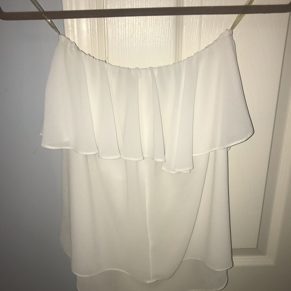 Alythea strapless white sheer strapless blouse